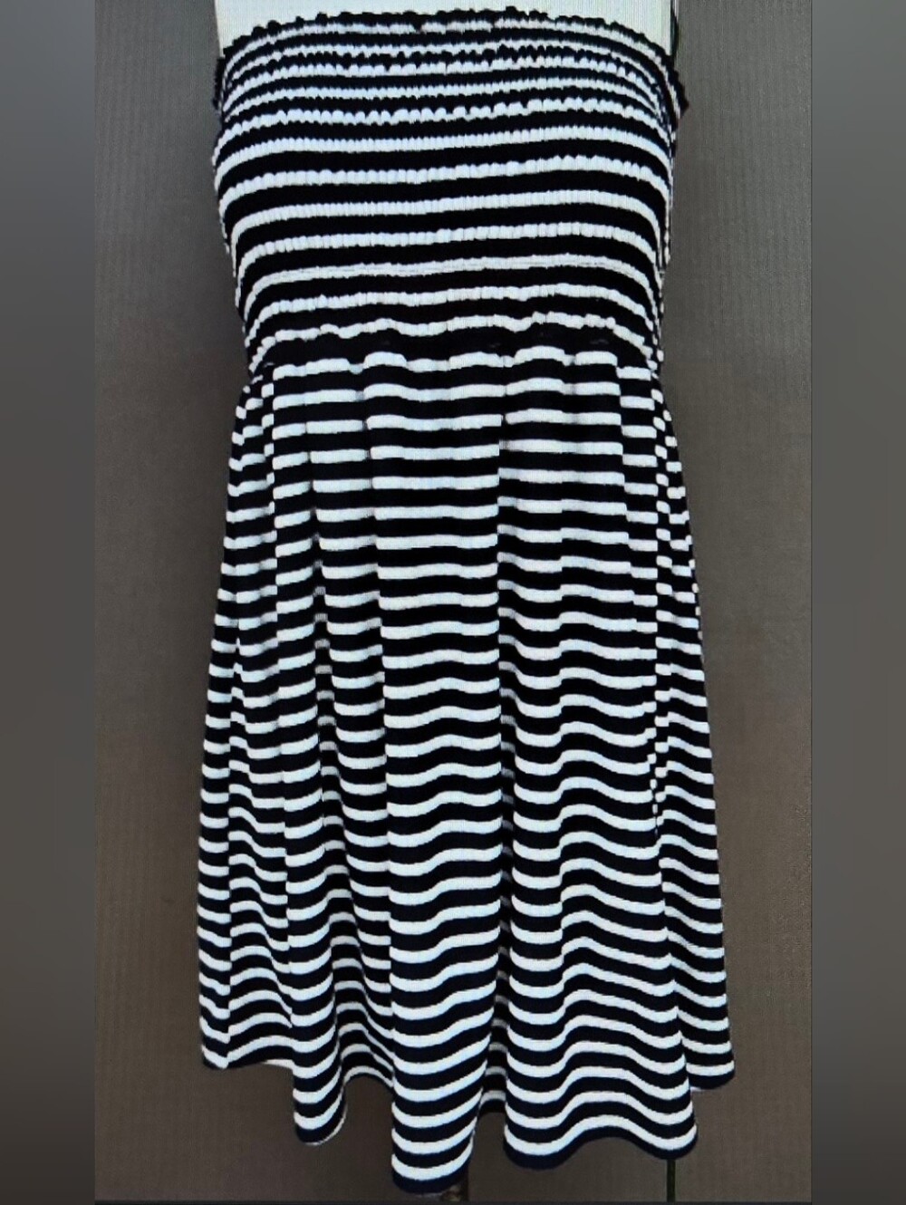 LOFT Women's Blue & White Striped Tube Dress L